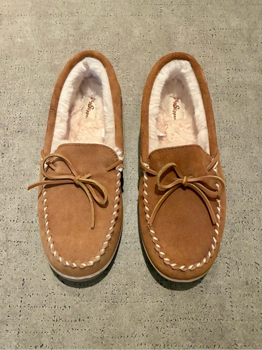 My Pillow My Slippers Men's Size 10 Brown Leather Suede Moccasin Slippers - Picture 5 of 5